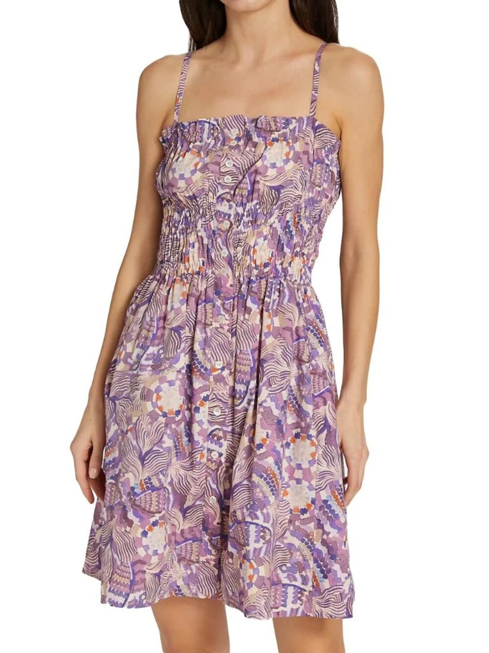 Chufy Jimmy Violet Roots Purple Smocked Geometric Mini Sleeveless Dress S